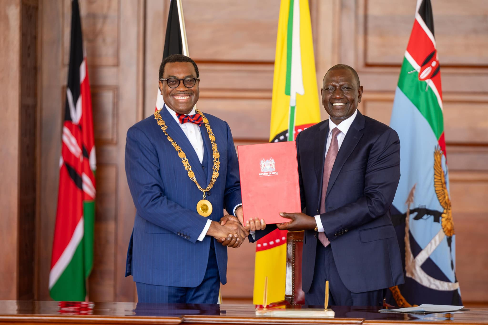 Kenyan President William Ruto Honors AfDB President Akinwumi Adesina with Chief of the Order of the Golden Heart